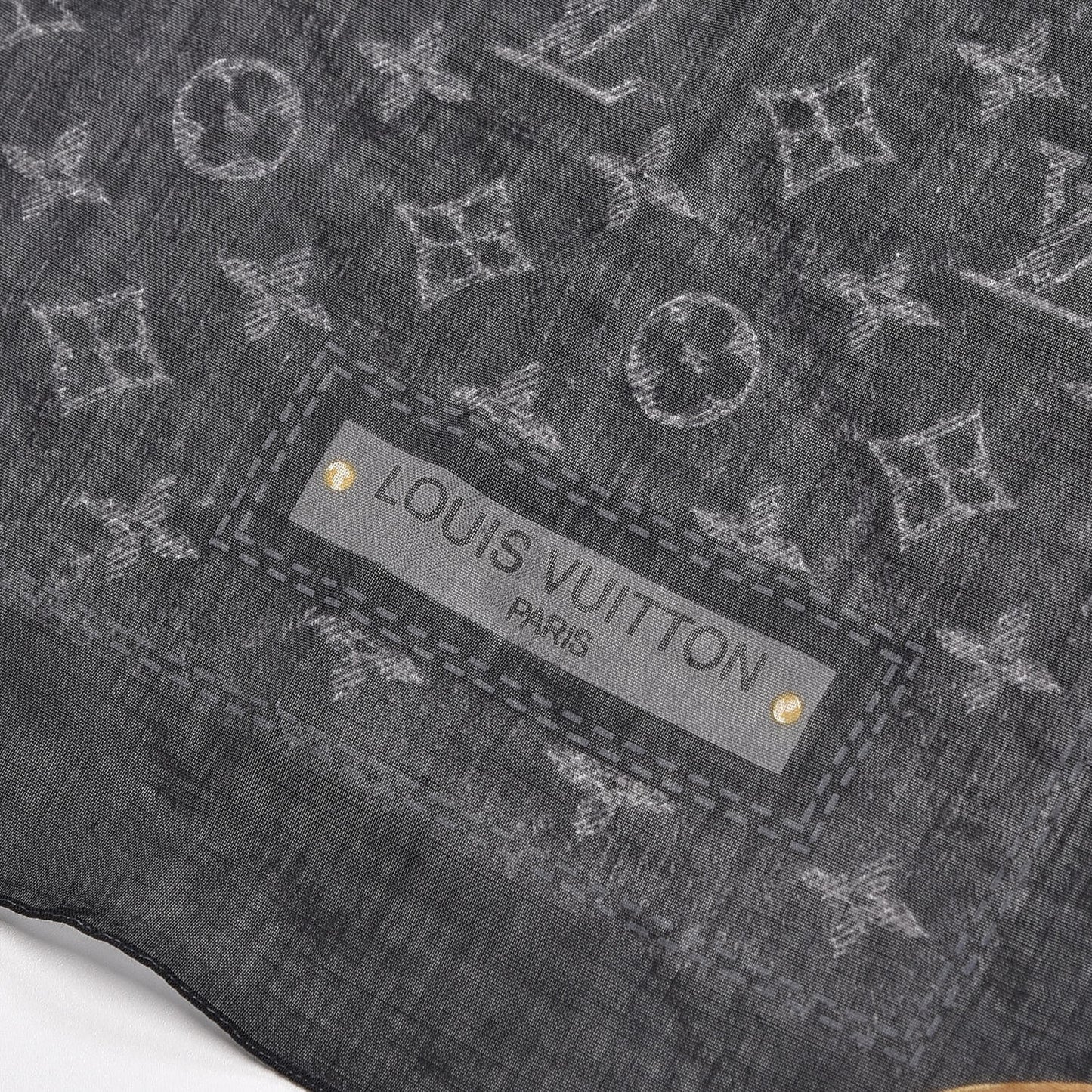 Cotton Denim Monogram Scarf Black
