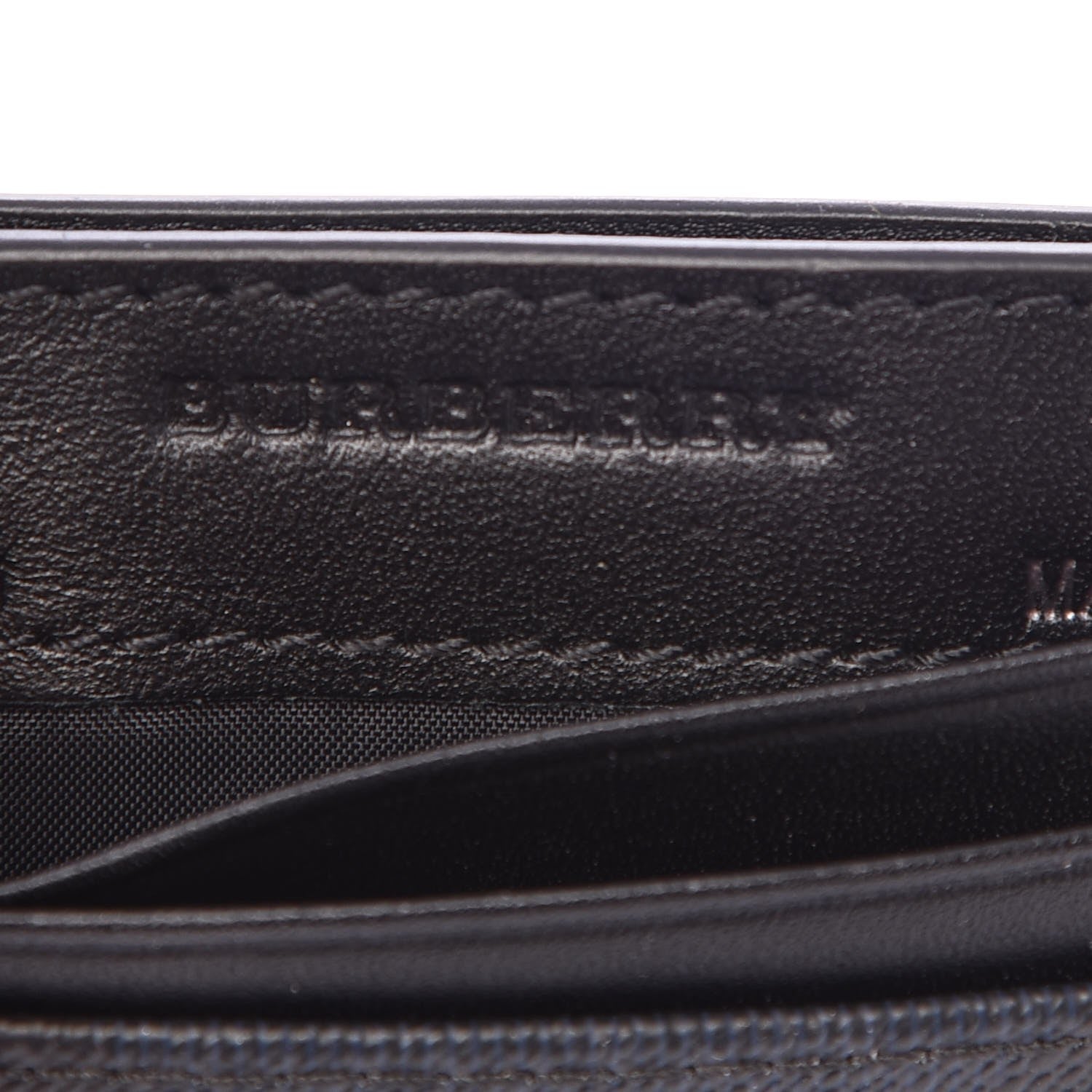 Burberry Grained Calfskin London Check Money Clip Card Case Navy Black 6 of 8