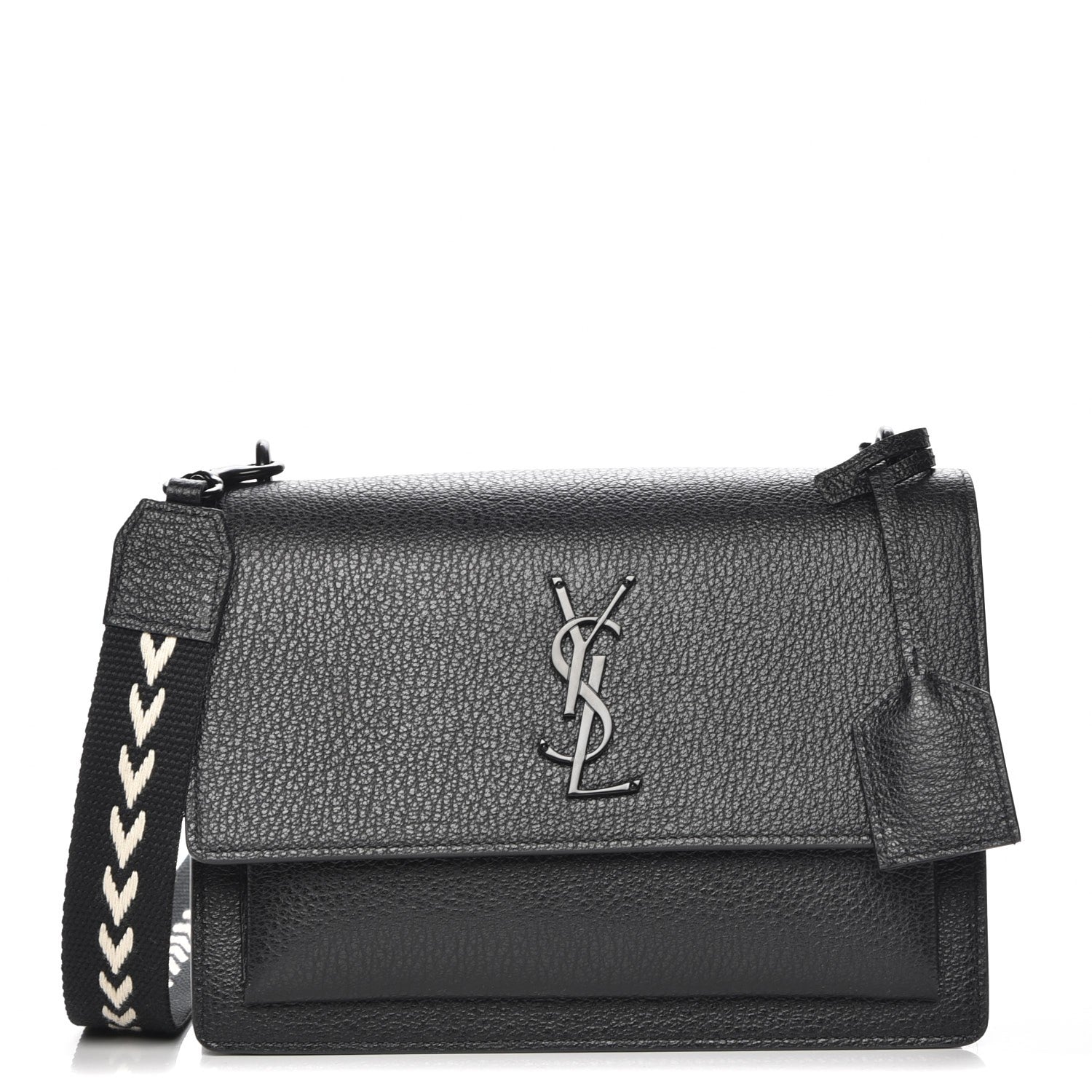 Saint Laurent Grained Calfskin Medium Monogram Sunset Black Ecru 1 of 5