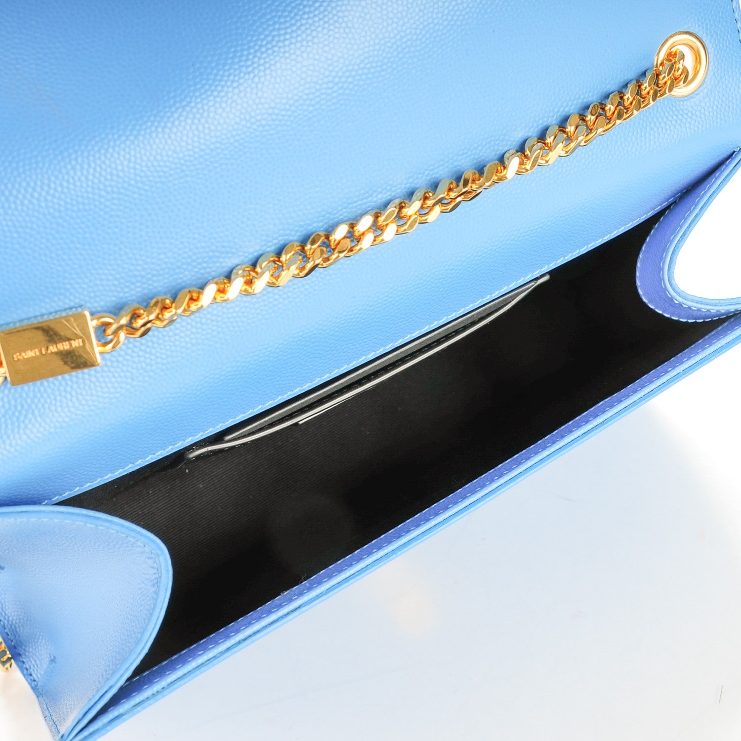 Saint Laurent Grain De Poudre Medium Classic Monogram Kate Satchel Blue Clair 5 of 9