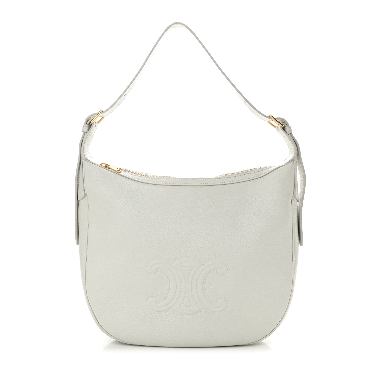Celine Supple Calfskin Cuir Triomphe Heloise Shoulder Bag Light Stone 1 of 10