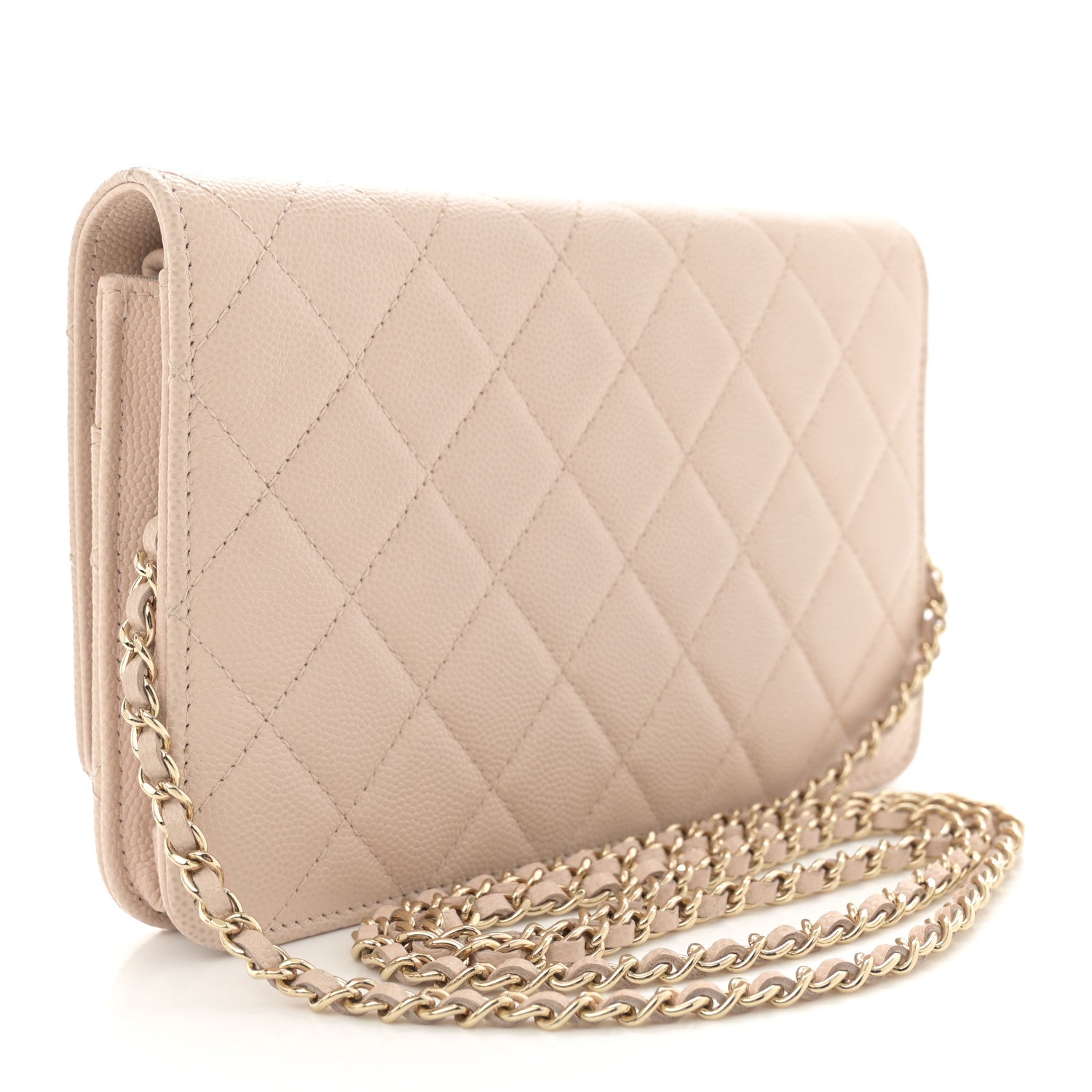 Chanel Caviar Quilted Golden Class Wallet On Chain WOC Light Beige 3 of 12