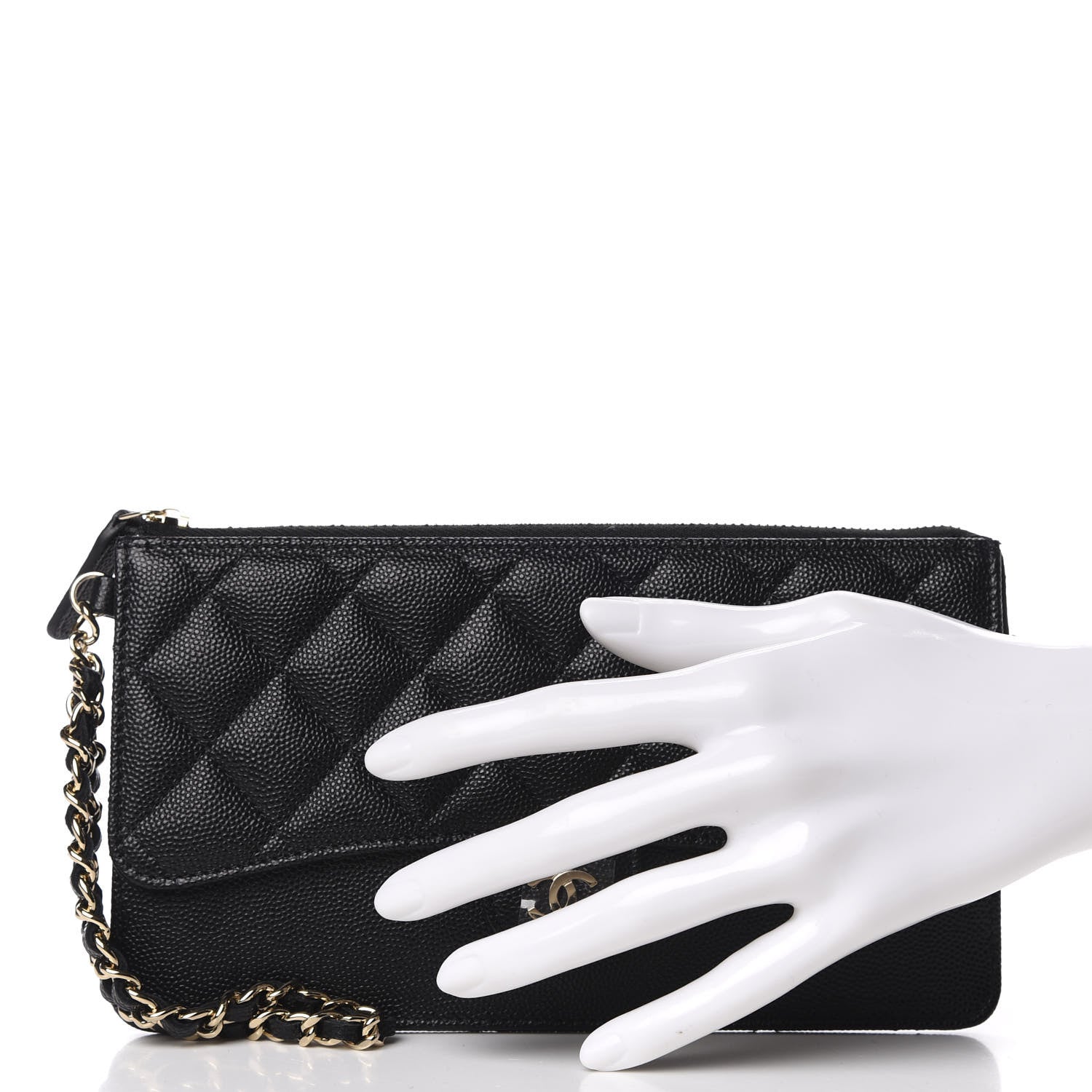 Chanel Caviar Quilted Classic Pouch With Handle Black 2 of 8