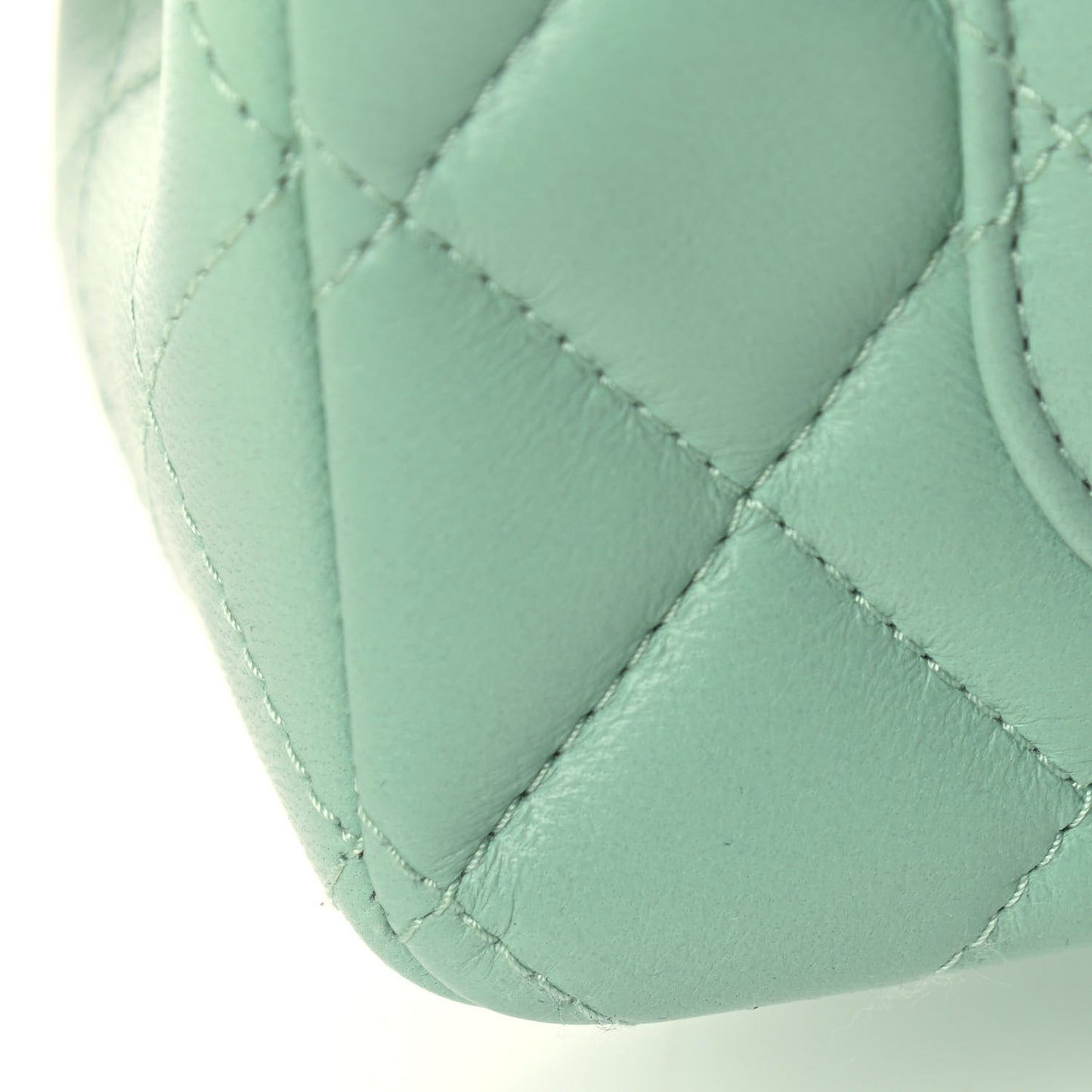 Lambskin Quilted Mini Rectangular Flap Green