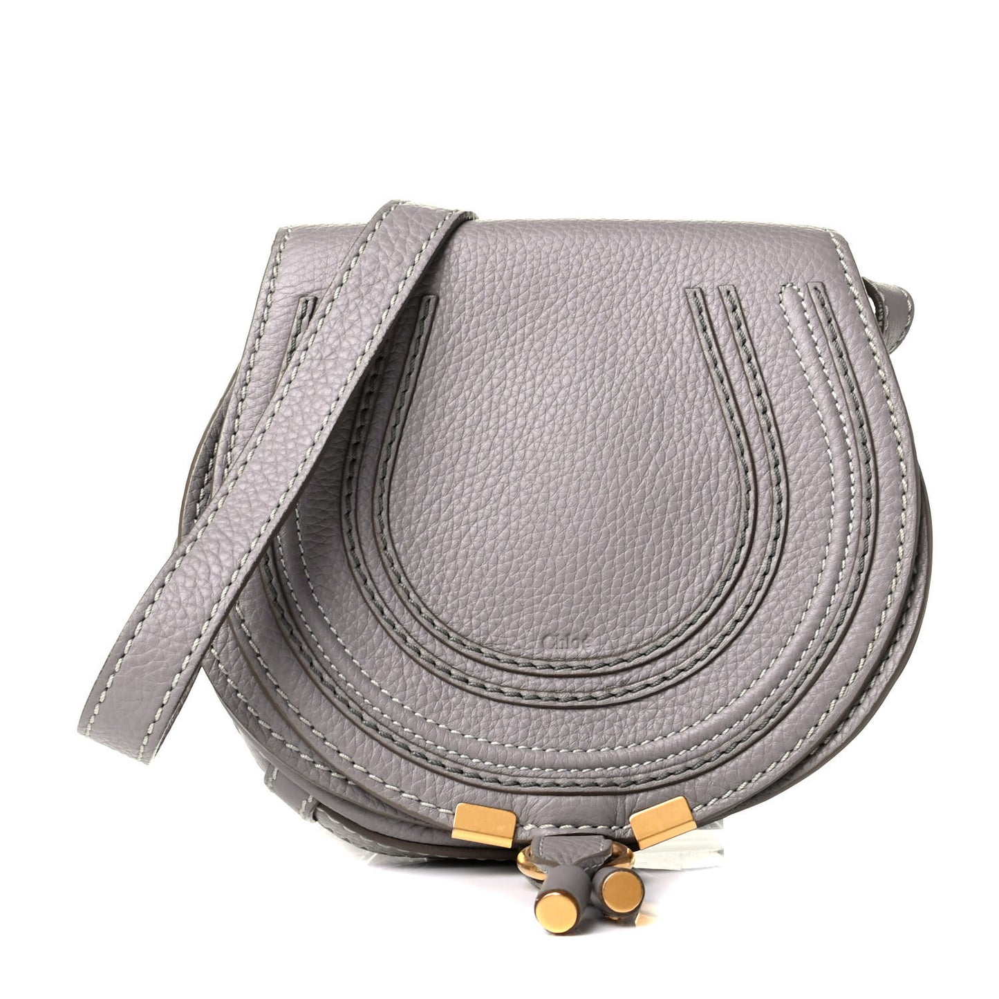 Calfskin Mini Marcie Round Crossbody Bag Cashmere Grey