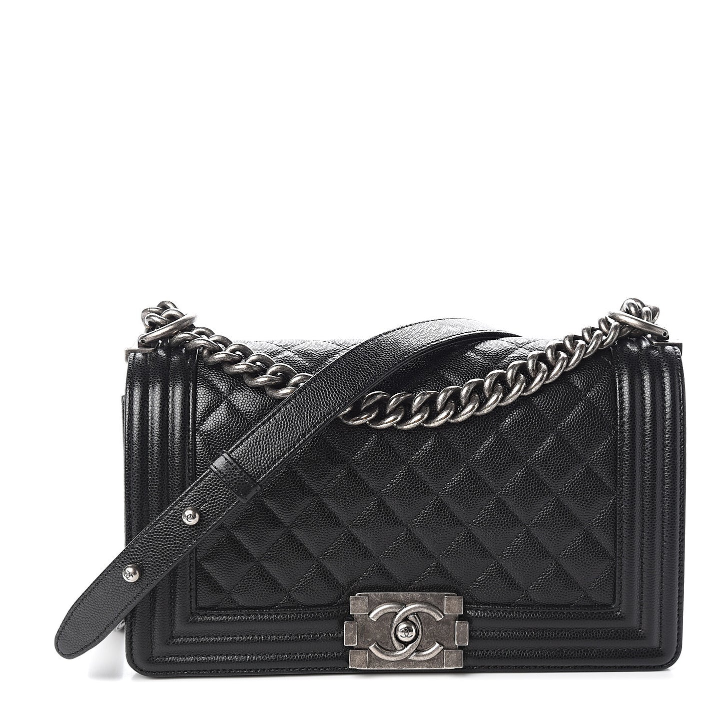 Caviar Quilted Medium Boy Flap Black