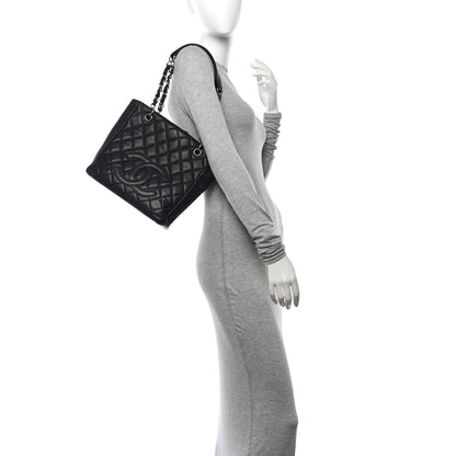 Chanel Caviar Quilted Petit Shopping Tote PST Black 2 of 11