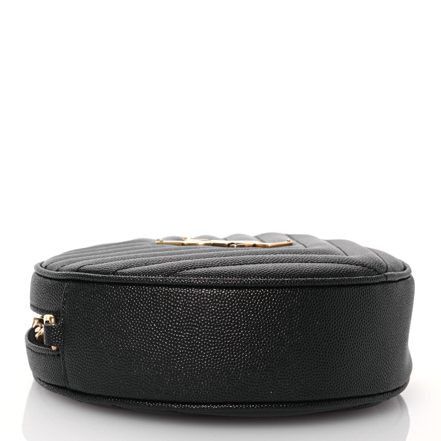 Saint Laurent Grain De Poudre Matelasse Chevron Quilted Round Vinyle Camera Bag Black 4 of 13