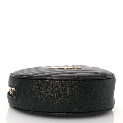Saint Laurent Grain De Poudre Matelasse Chevron Quilted Round Vinyle Camera Bag Black 4 of 13