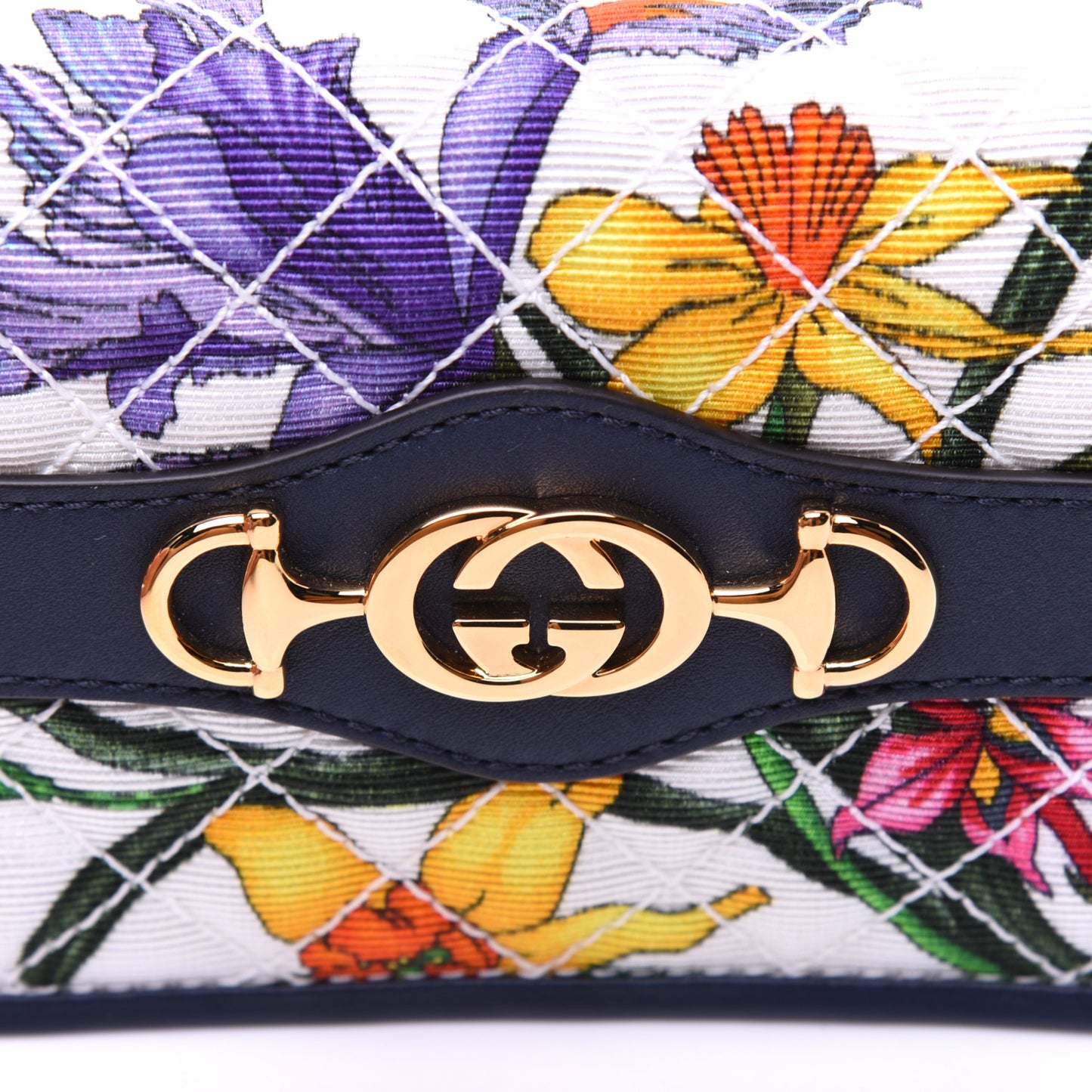 Canvas Flora Floral Trapuntata Zumi Card Case Wallet Great White Multicolor Blue Agata