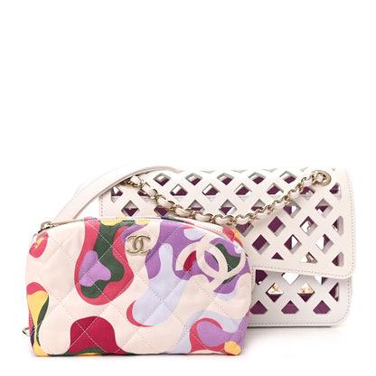 Chanel Lambskin Small Sea Through Flap White Multicolor 1 of 12