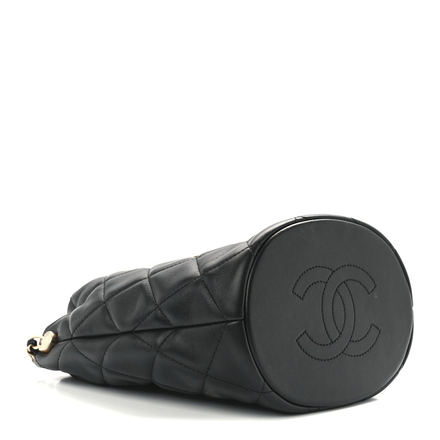 Chanel Lambskin Quilted My Perfect Chain Bucket Drawstring Bag Black 4 of 11