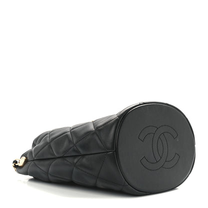 Chanel Lambskin Quilted My Perfect Chain Bucket Drawstring Bag Black 4 of 11