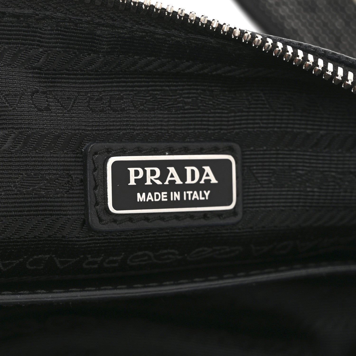 Prada Saffiano Cuir Triangle Logo Embossed Triangle Shoulder Bag Black 12 of 18