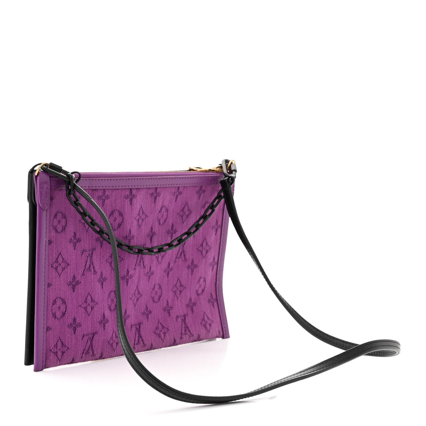 LOUIS VUITTON Monogram Double Flat Messenger Marron