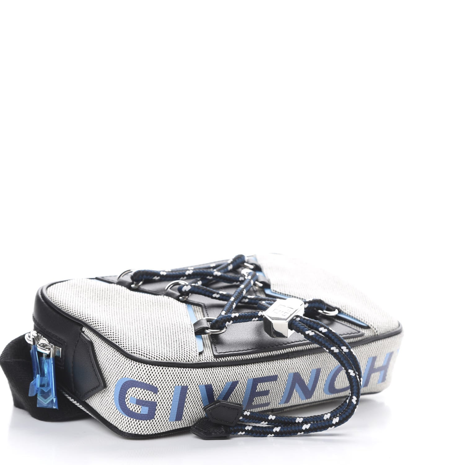 Givenchy Calfskin Canvas Logo Bond Bum Bag Black Turquoise 3 of 8