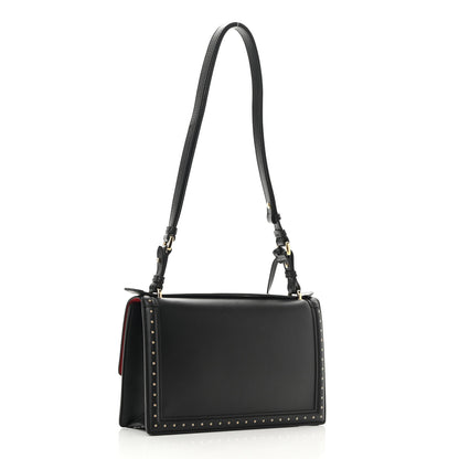 Salvatore Ferragamo Smooth Calfskin Studded Aileen Gancio Lock Shoulder Bag Black 3 of 9