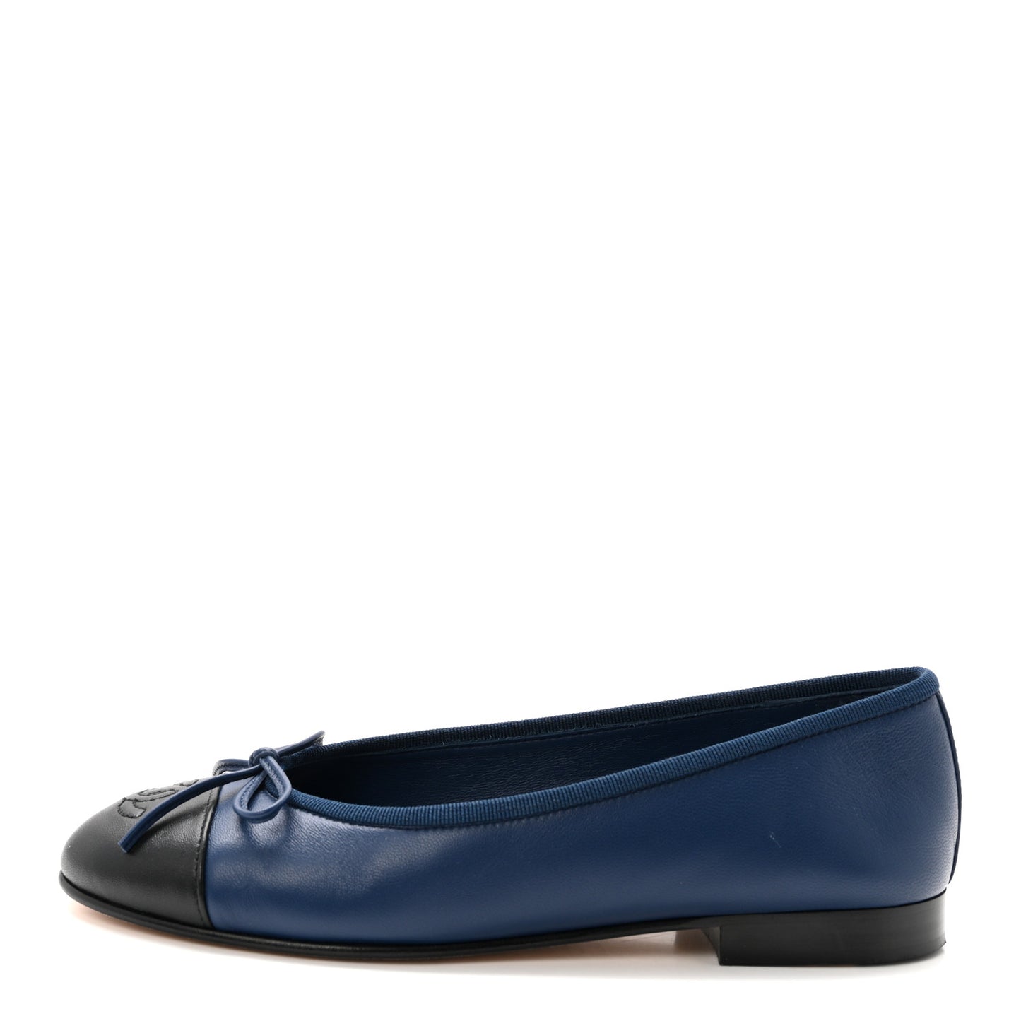Lambskin Cap Toe CC Ballerina Flats 36 Dark Blue Black
