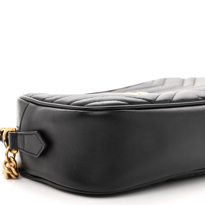 Gucci Calfskin Matelasse Small GG Marmont Chain Shoulder Bag Black 8 of 9
