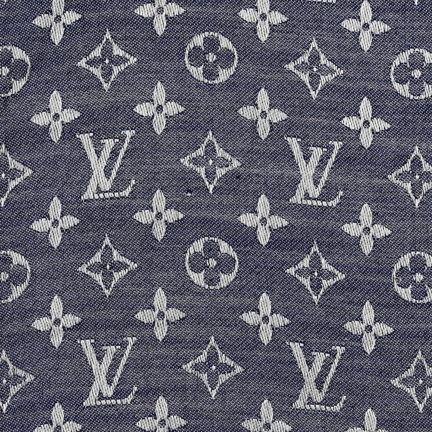 Louis Vuitton Silk Wool Monogram Denim Shawl Blue 5 of 5