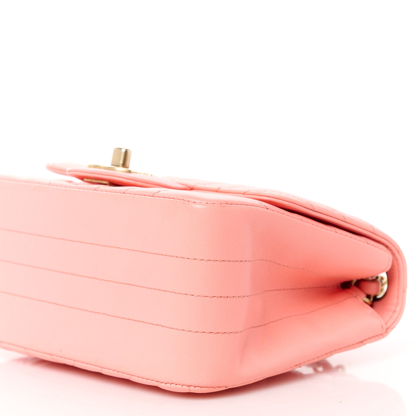 Lambskin Chevron Quilted Mini Square Flap Pink