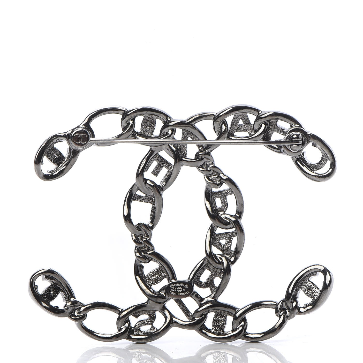Chanel Ruthenium Crystal CC Brooch 3 of 5