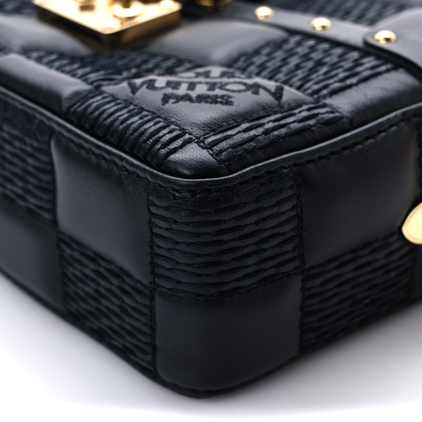 Lambskin Damier Quilt Troca PM Black