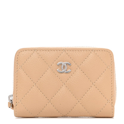 Chanel Caviar Quilted Zip Around Coin Purse Beige 1 of 8