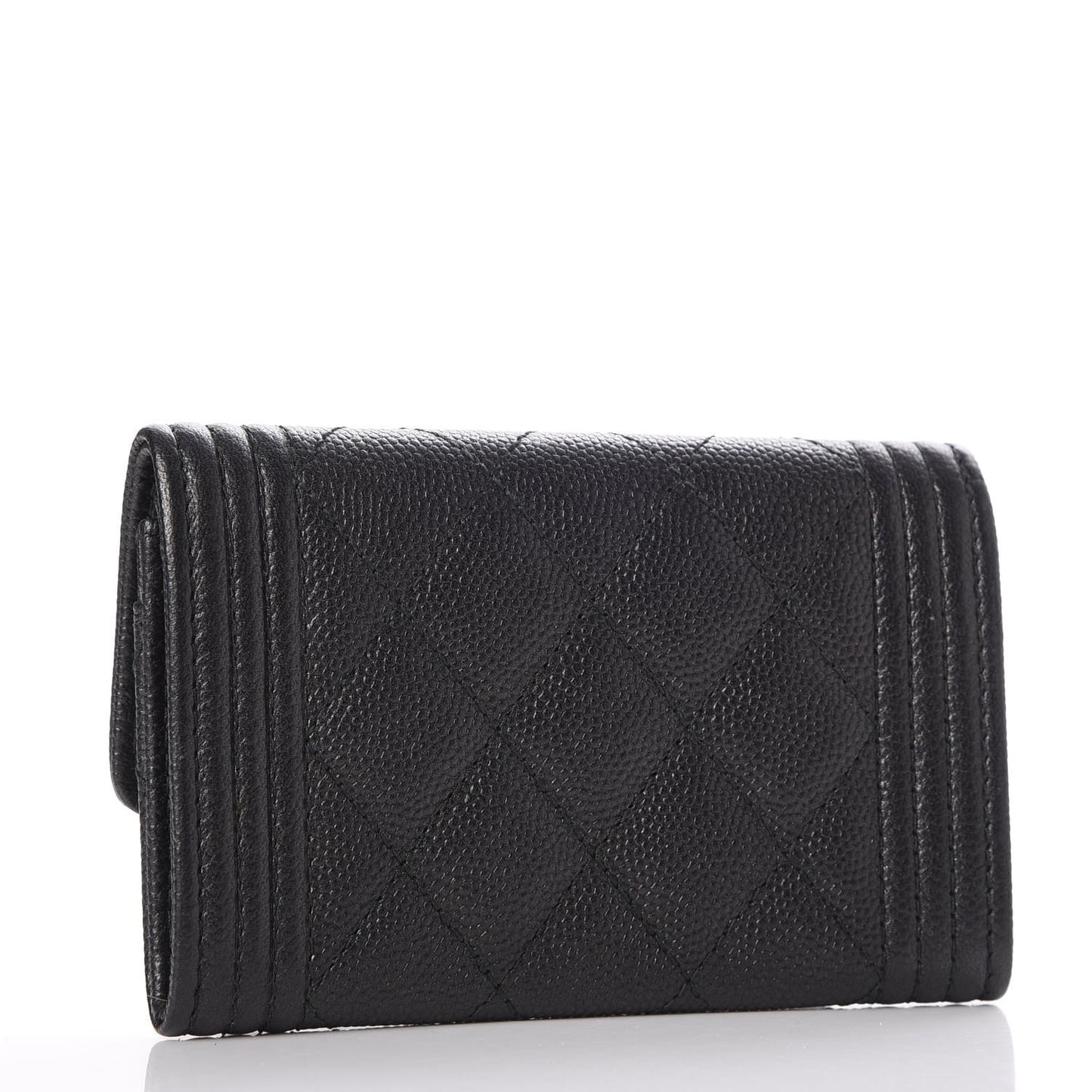 Caviar Quilted Boy Flap Card Holder So Black