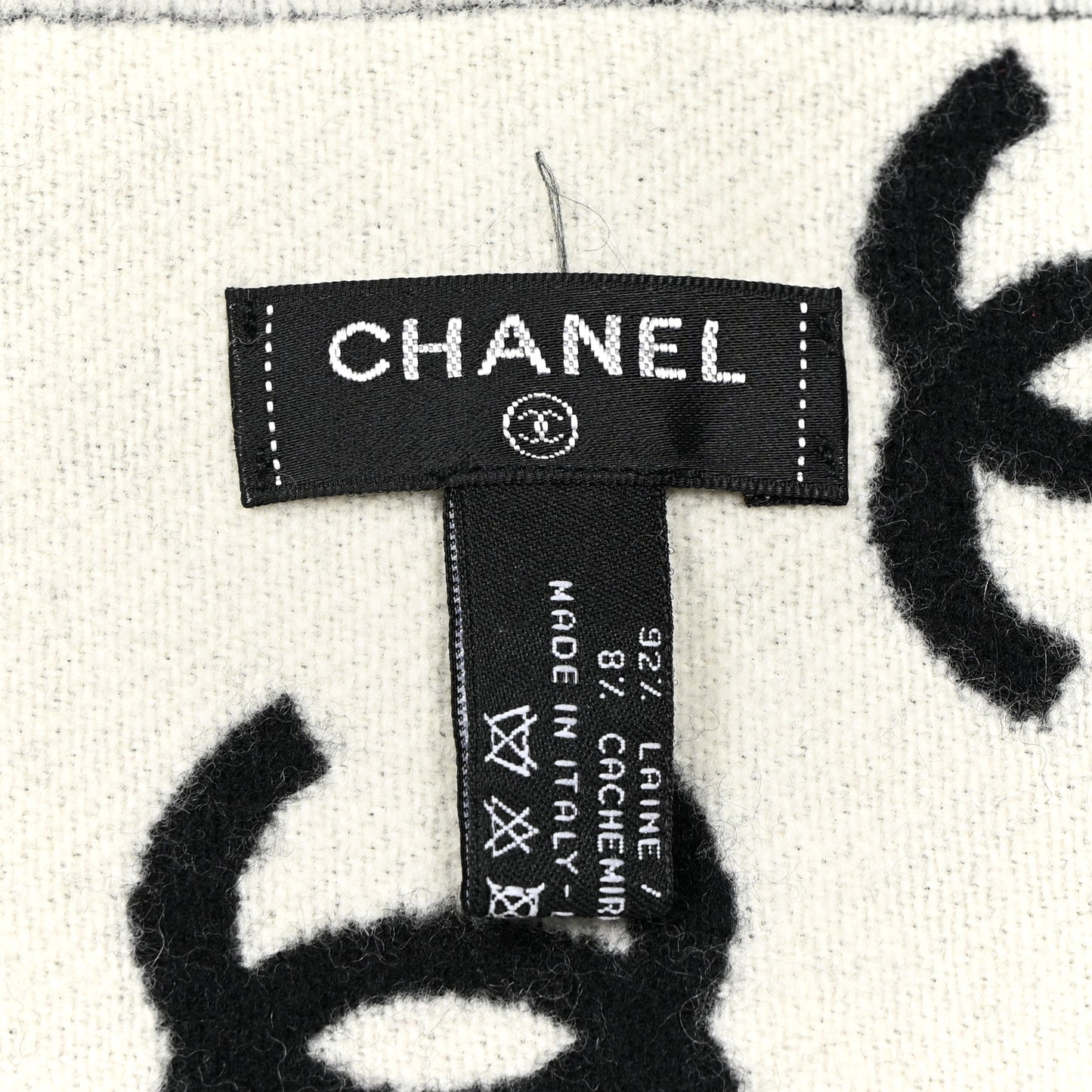 Wool Cashmere CC Scarf Black White