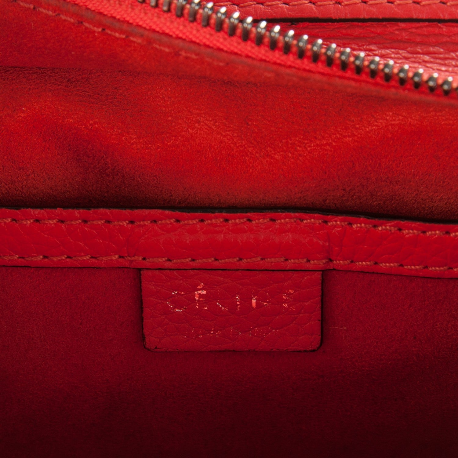 Celine Drummed Calfskin Nano Luggage Vermillion 6 of 6
