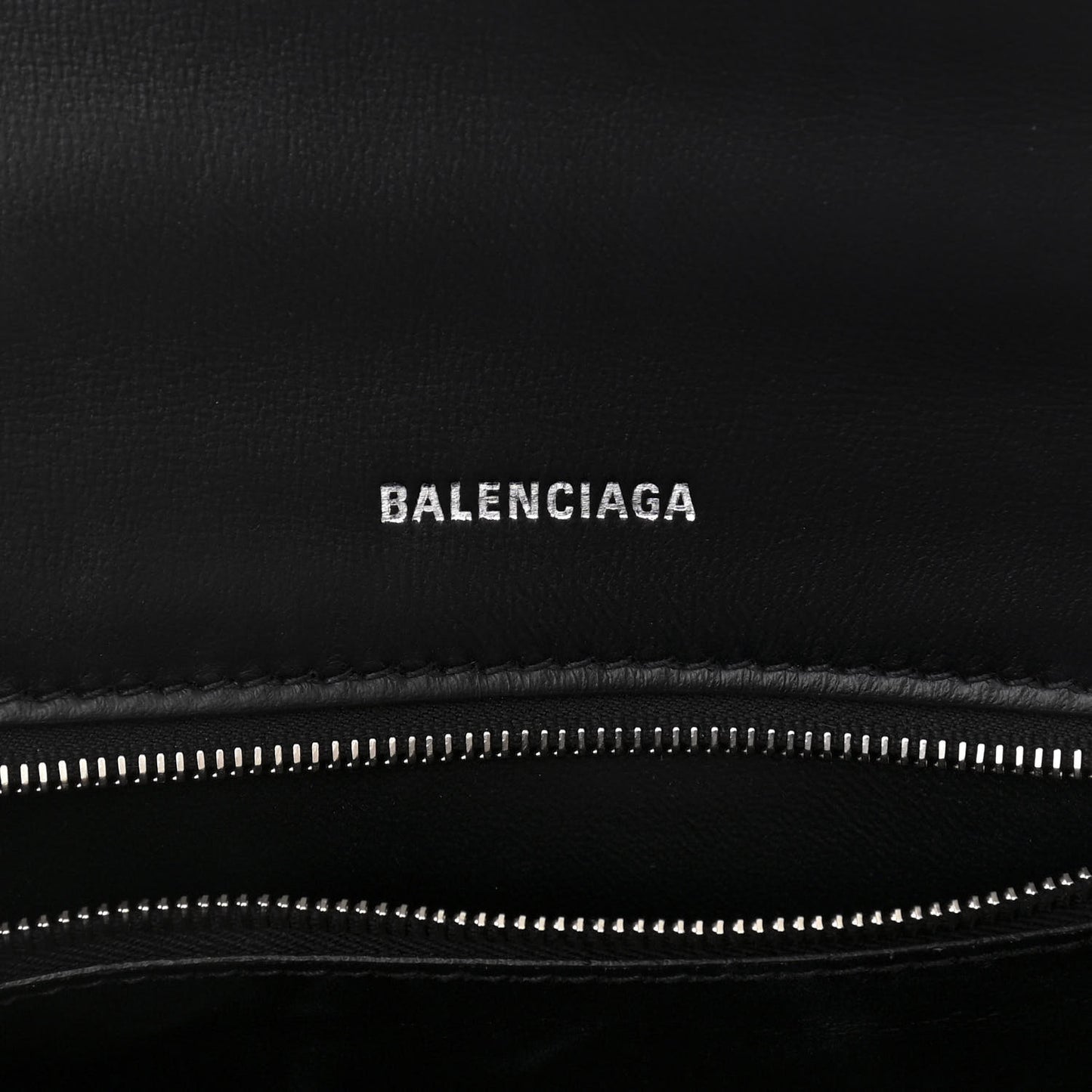 Shiny Box Calfskin Graffiti Logo Small Hourglass Top Handle Bag Black Silver
