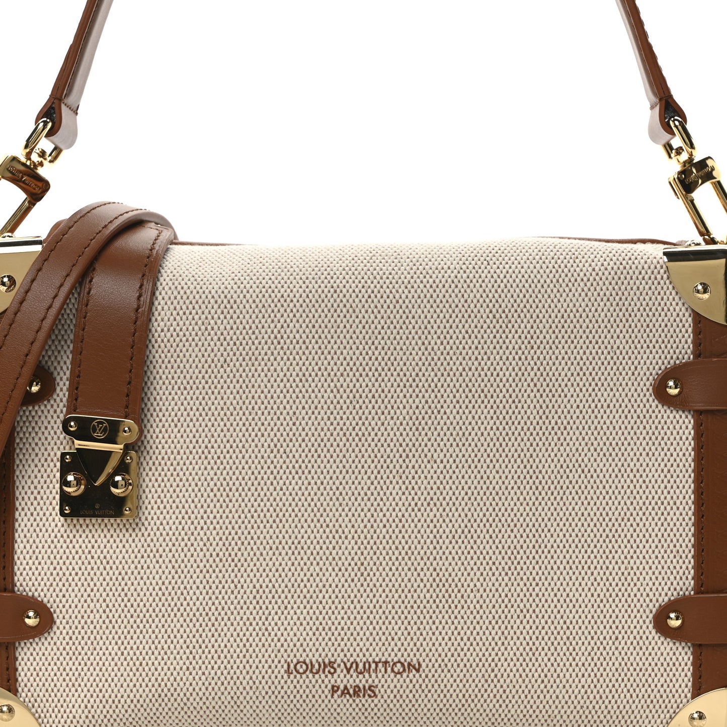 Canvas Side Trunk MM Ecru Cognac