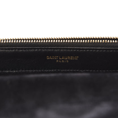 Saint Laurent Metallic Calfskin Matelasse Chevron Monogram Envelope Chain Wallet Fuchsia 8 of 9