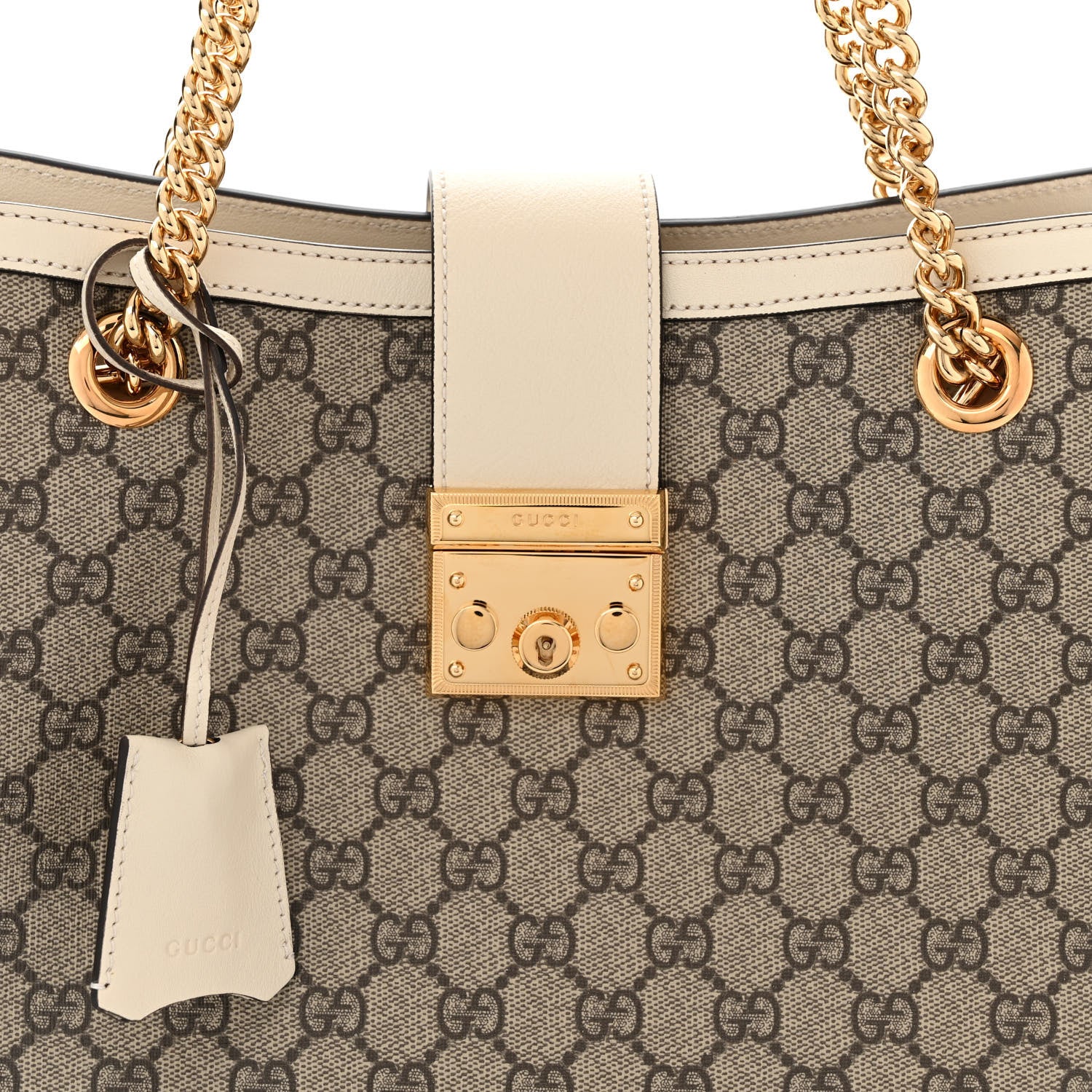 Gucci GG Supreme Monogram Medium Padlock Tote White 8 of 12