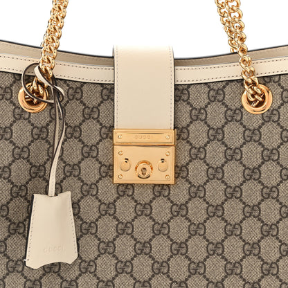 Gucci GG Supreme Monogram Medium Padlock Tote White 8 of 12