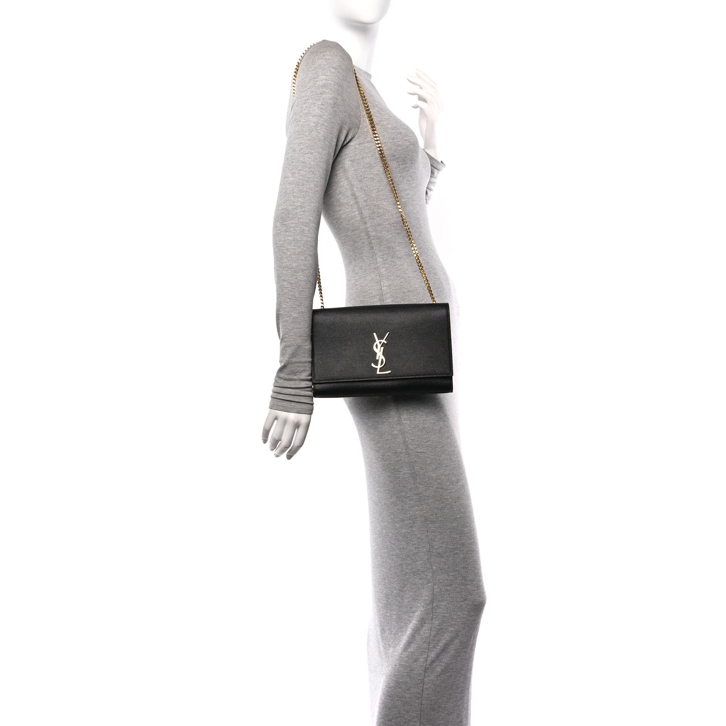 Grain De Poudre Medium Classic Monogram Kate Satchel Black