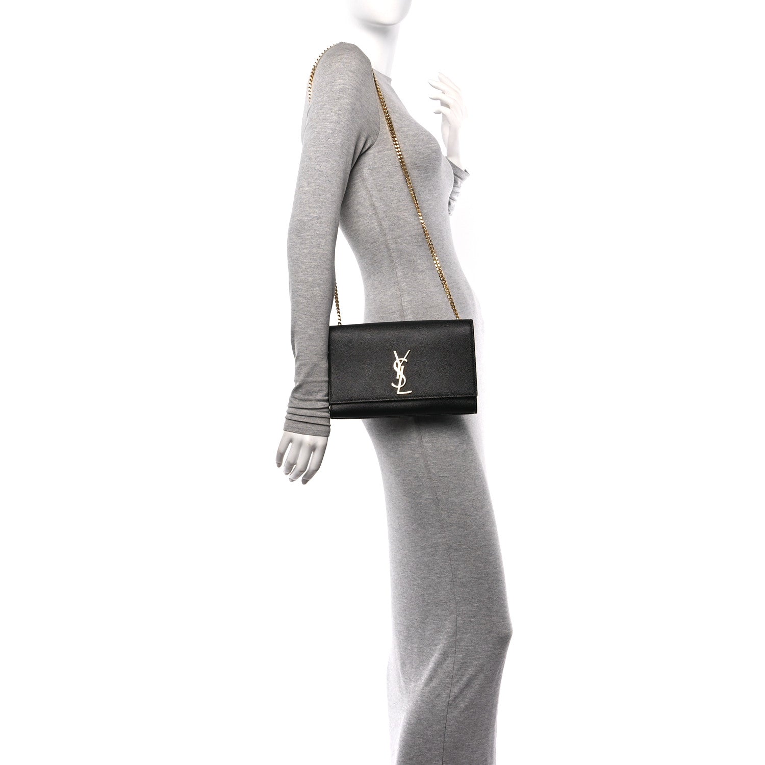 Saint Laurent Grain De Poudre Medium Classic Monogram Kate Satchel Black 2 of 11