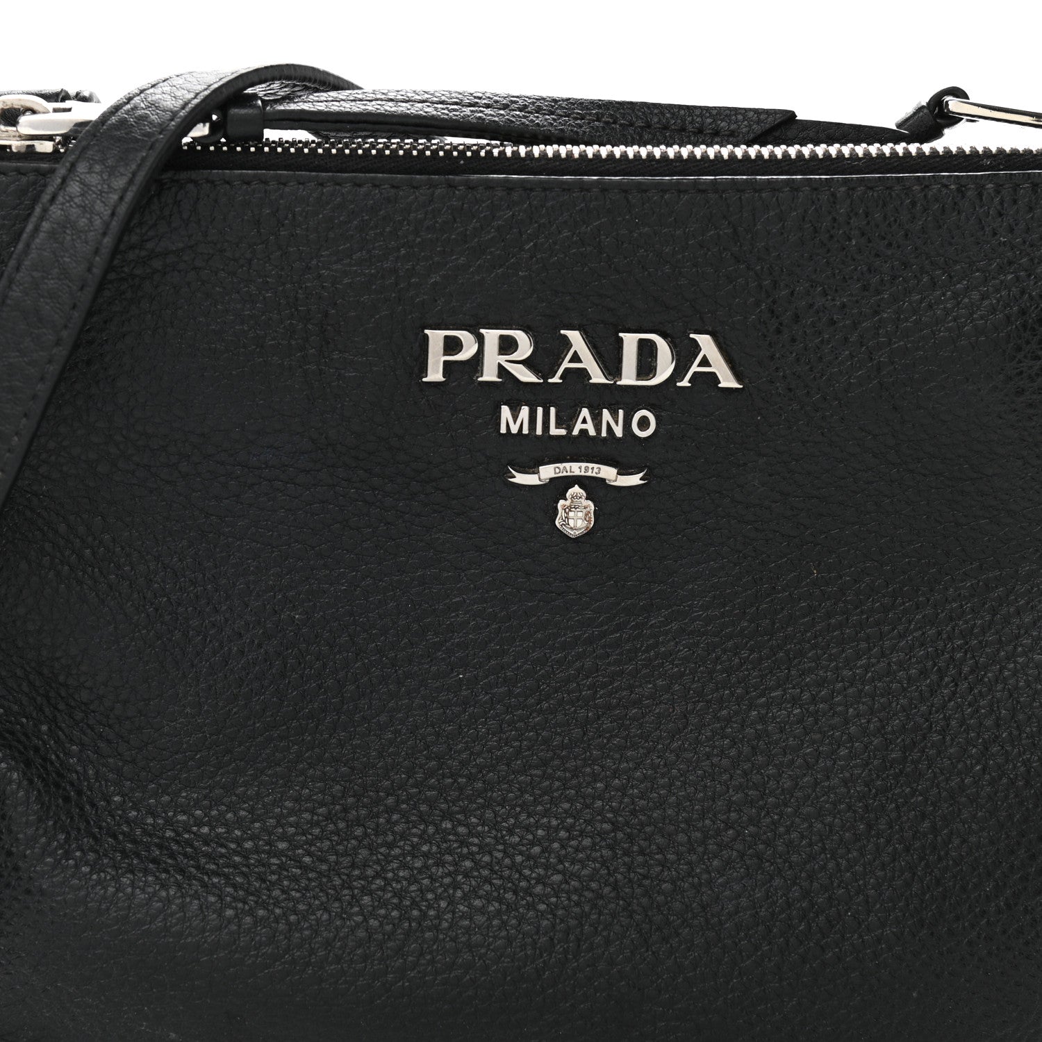 Prada Vitello Daino Double Zip Crossbody Bag Black 8 of 12