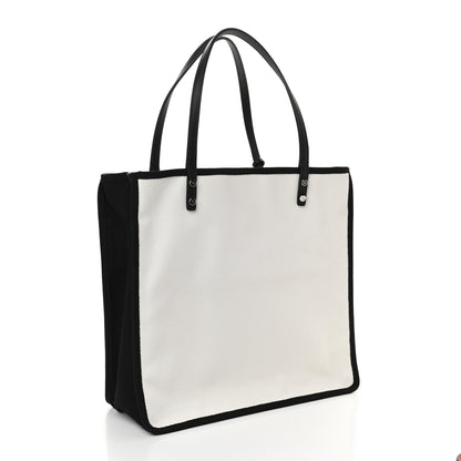 Chanel Canvas Calfskin Let's Demonstrate Small Tote White Black 3 of 9