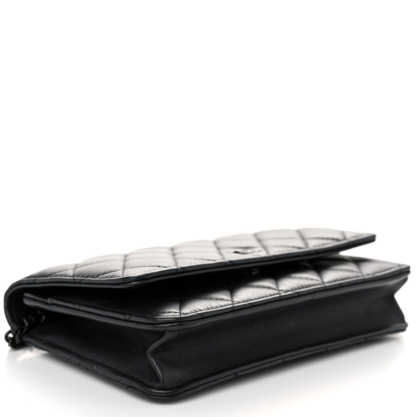 Lambskin Quilted Wallet On Chain WOC So Black
