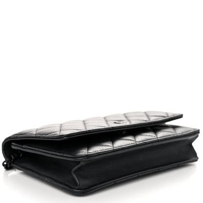 Chanel Lambskin Quilted Wallet On Chain WOC So Black 4 of 12