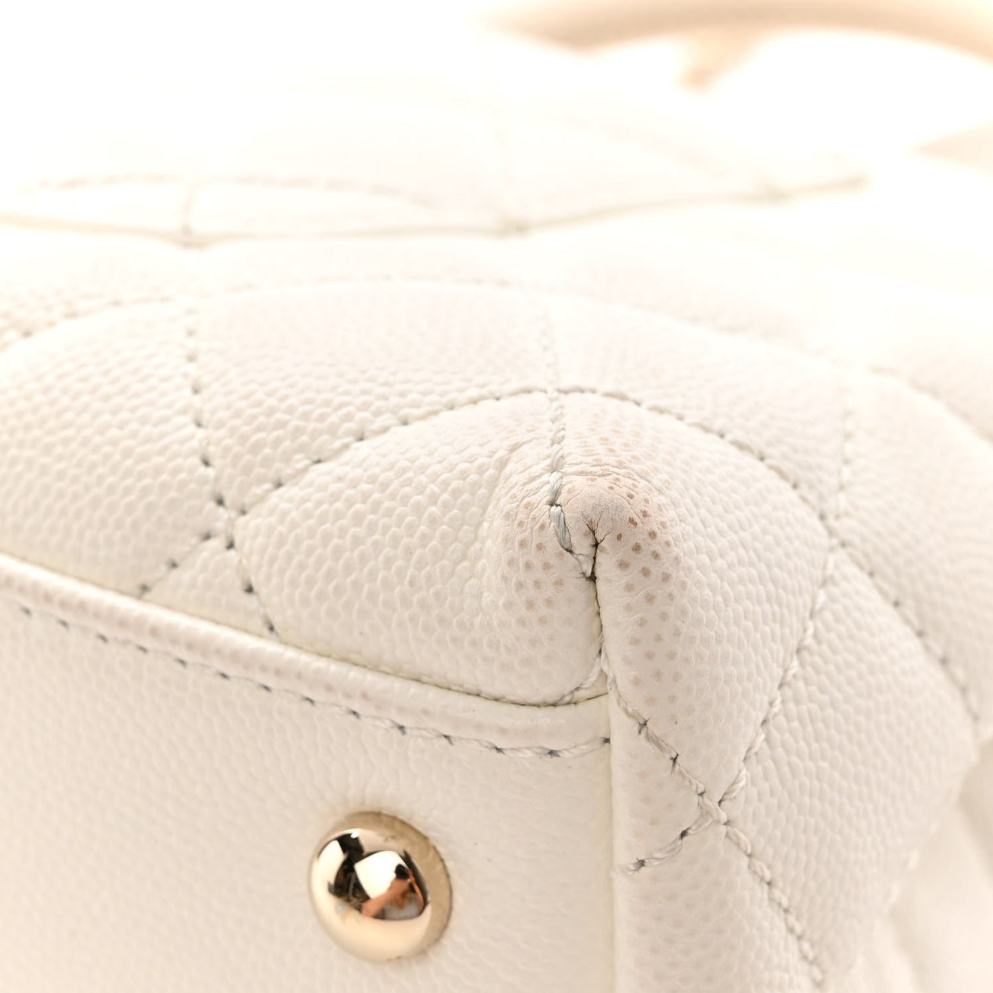 Caviar Quilted Mini Coco Handle Flap White