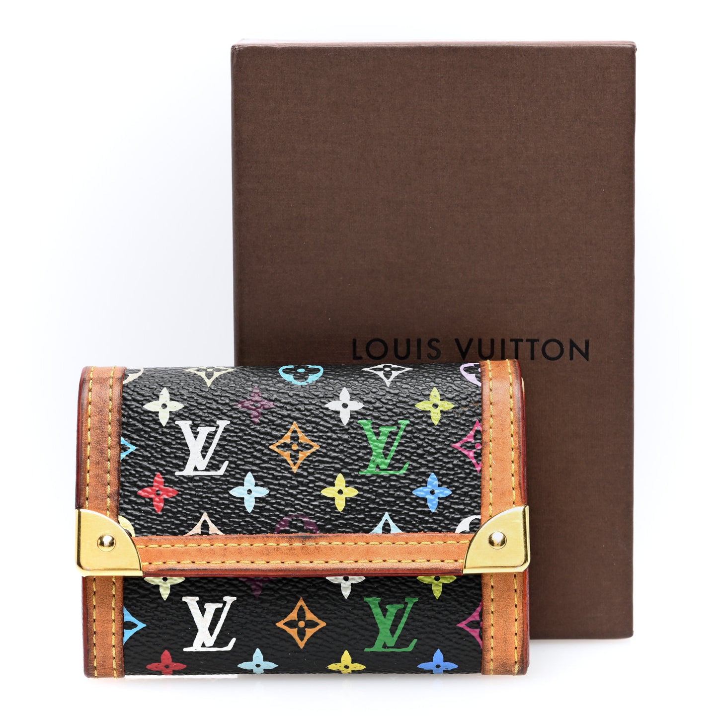 Monogram Multicolor Porte-Monnaie Plat Coin Purse Black