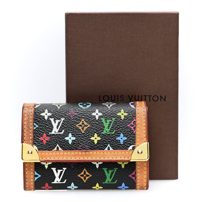 Louis Vuitton Monogram Multicolor Porte-Monnaie Plat Coin Purse Black 7 of 7