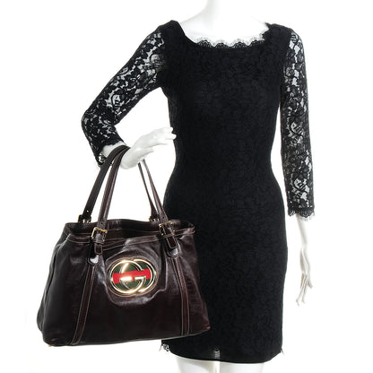Gucci Leather Medium Britt Tote Dark Brown 2 of 7