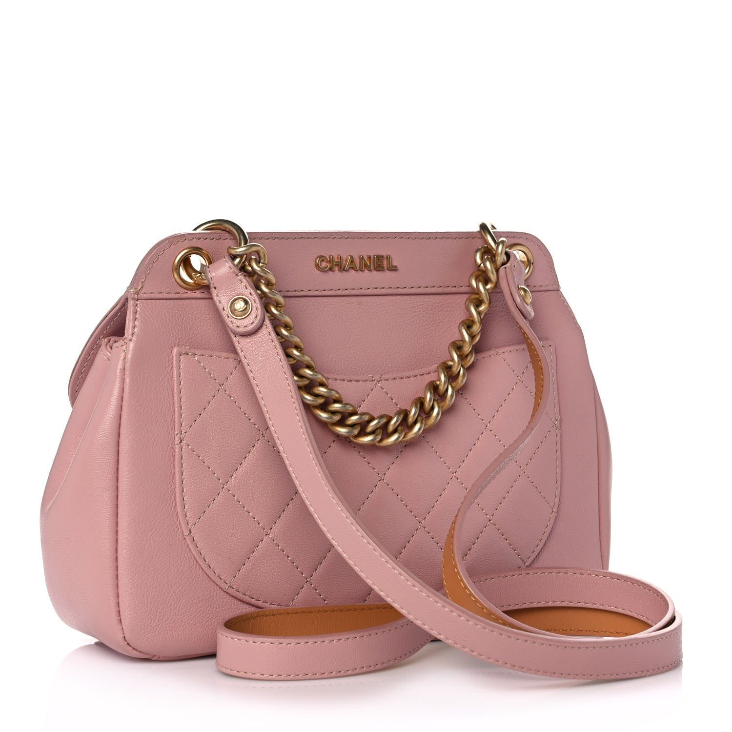 Chanel Lambskin Quilted Curved Flap Pink 3 of 11