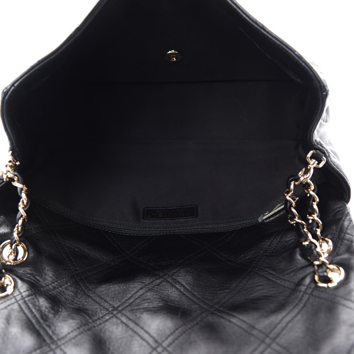 Lambskin Quilted Pearl Studded Flap Black