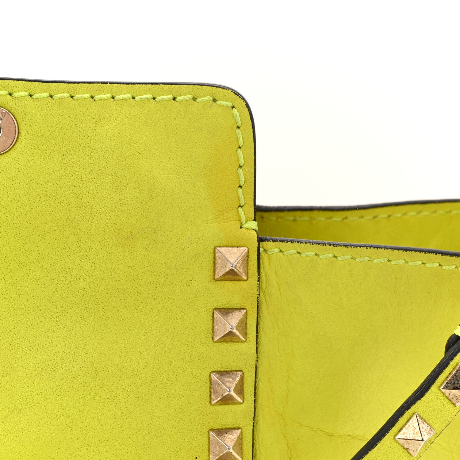 Valentino Garavani Vitello Medium Rockstud Tote Yellow Fluo 12 of 14