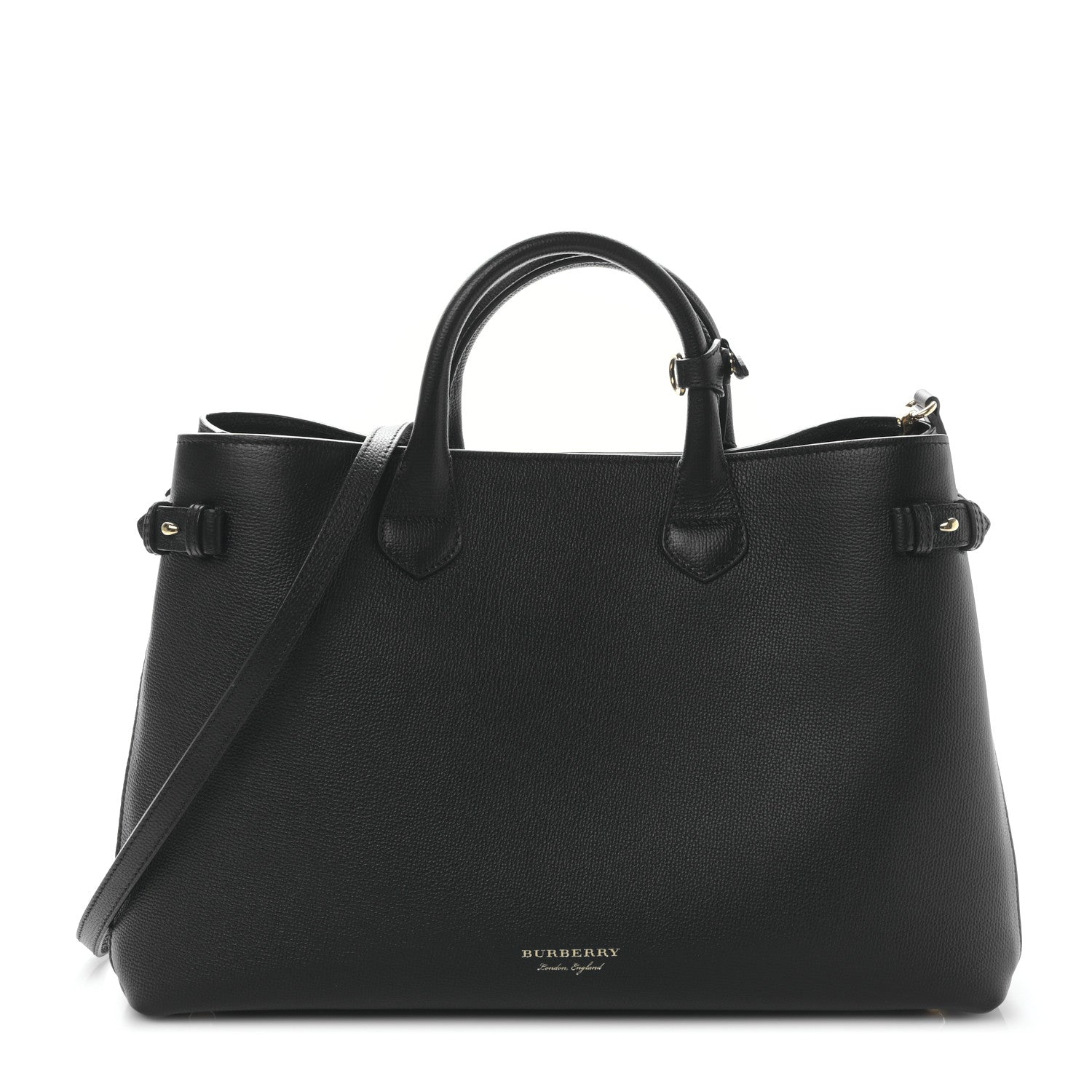 Burberry Grainy Calfskin House Check Large Banner Tote Black 1 of 10